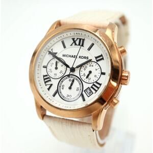 Michael Kors Cooper Chronograph Watch 40mm Rose Gold Tone Roman w New Battery